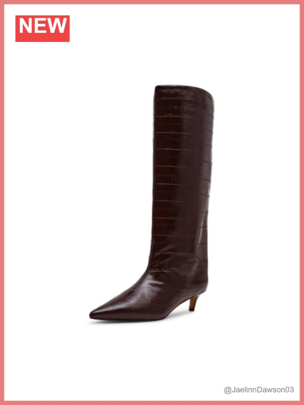 Kitten Heel Knee High Boots Pointed Toe Faux Leather Fall
